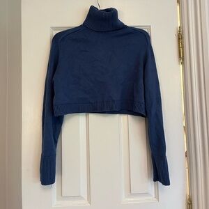 Zara Cropped Blue Turtleneck Sweater